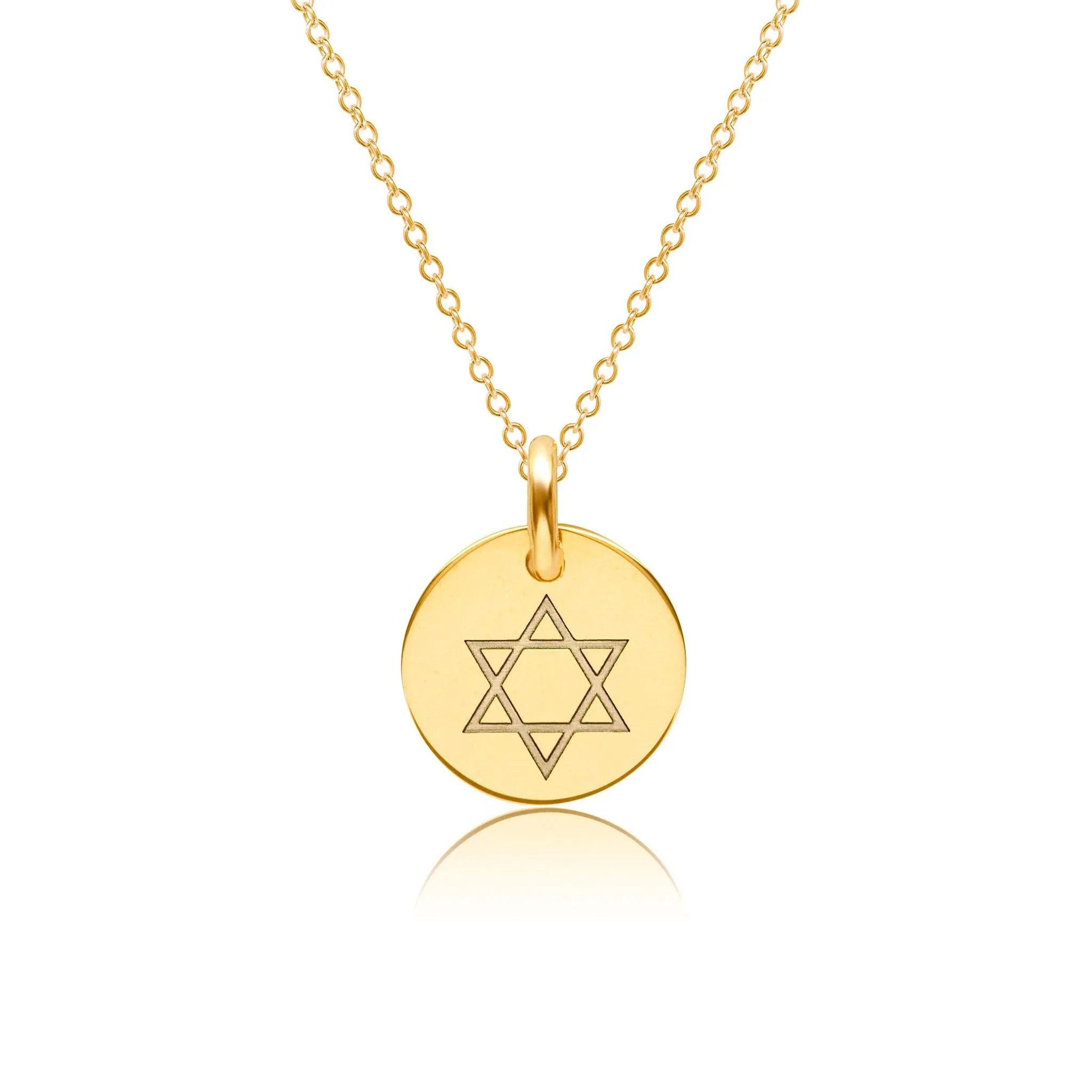 Gold Engravable Star of David Necklace