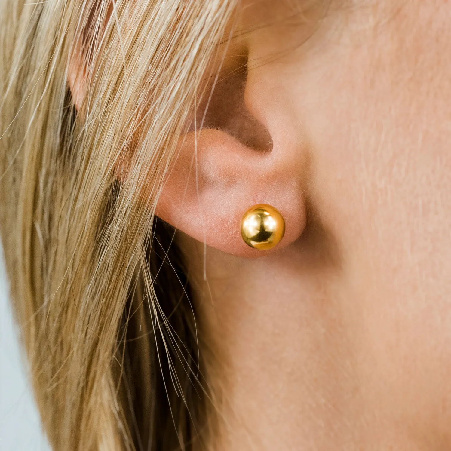 Gold Plated 7mm Ball Stud Earrings