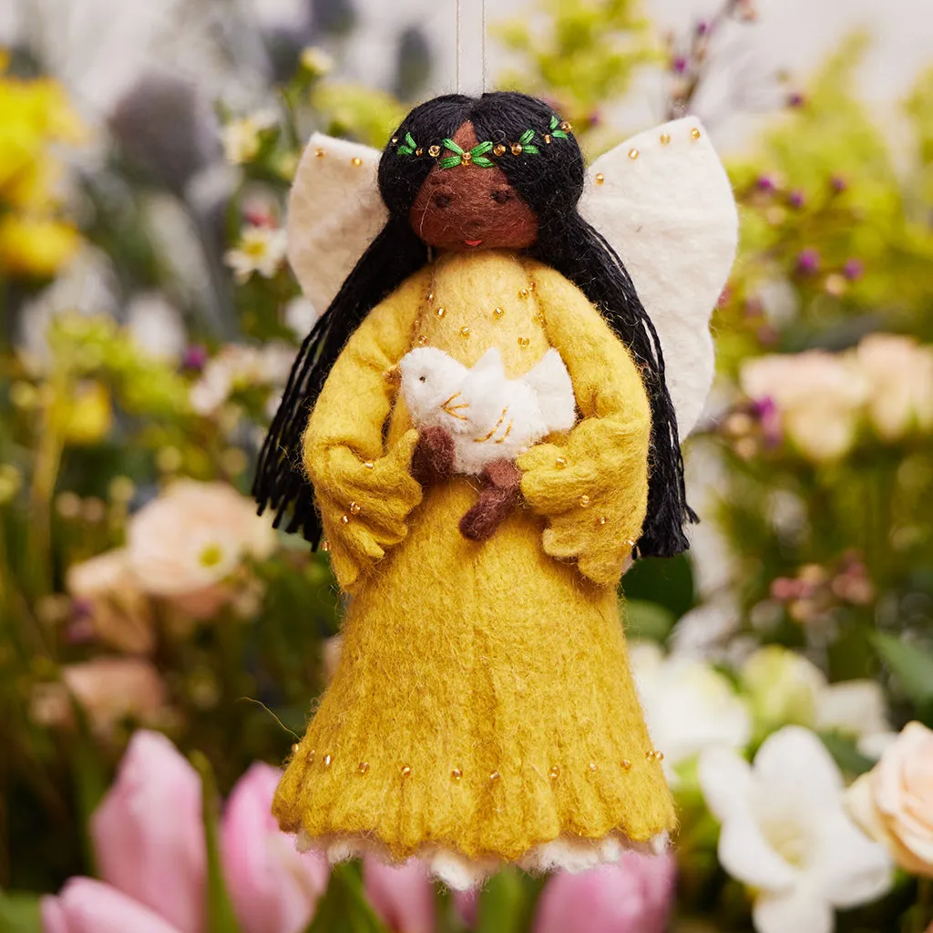 Golden Peace Dove Angel Mini Tree Topper