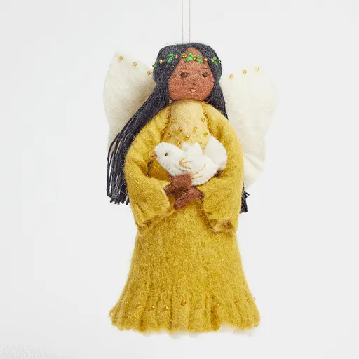 Golden Peace Dove Angel Mini Tree Topper