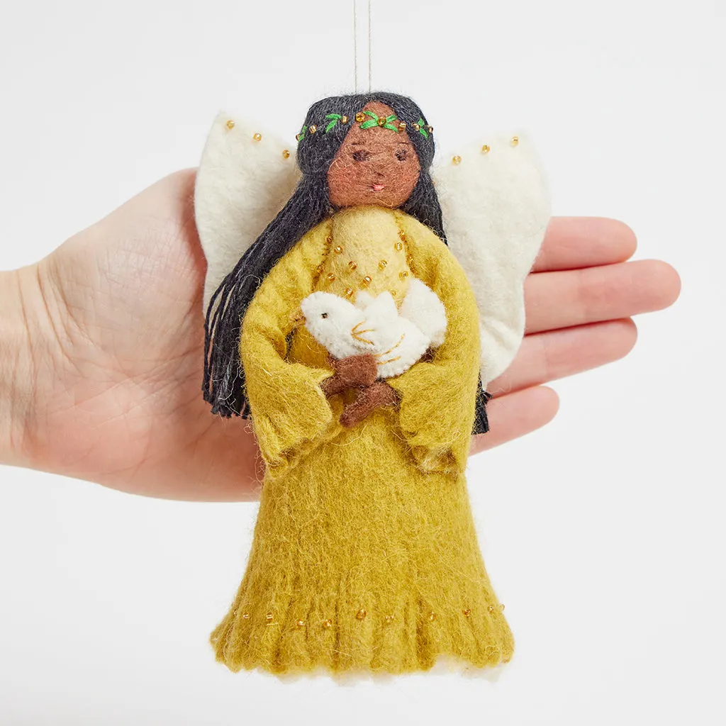 Golden Peace Dove Angel Mini Tree Topper