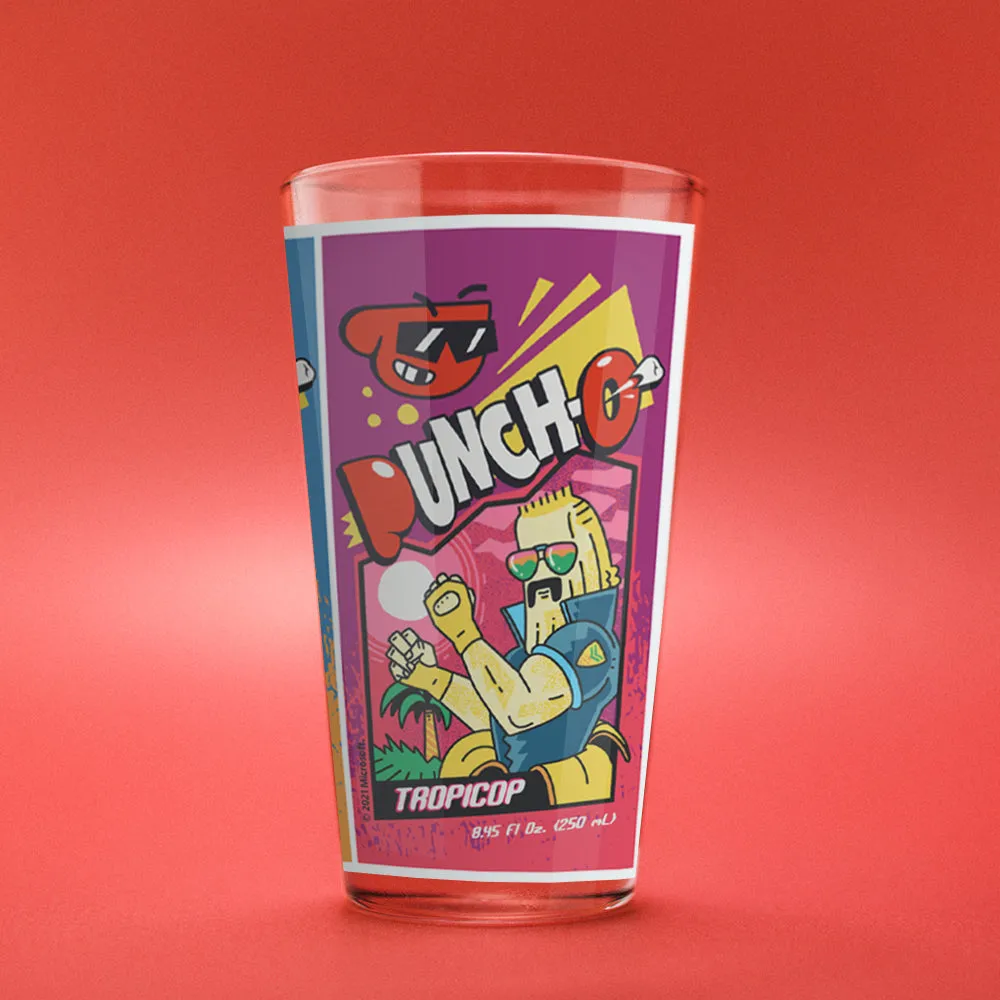 Durable Grounded PUNCH-O Pint Glass with Sturdy Base