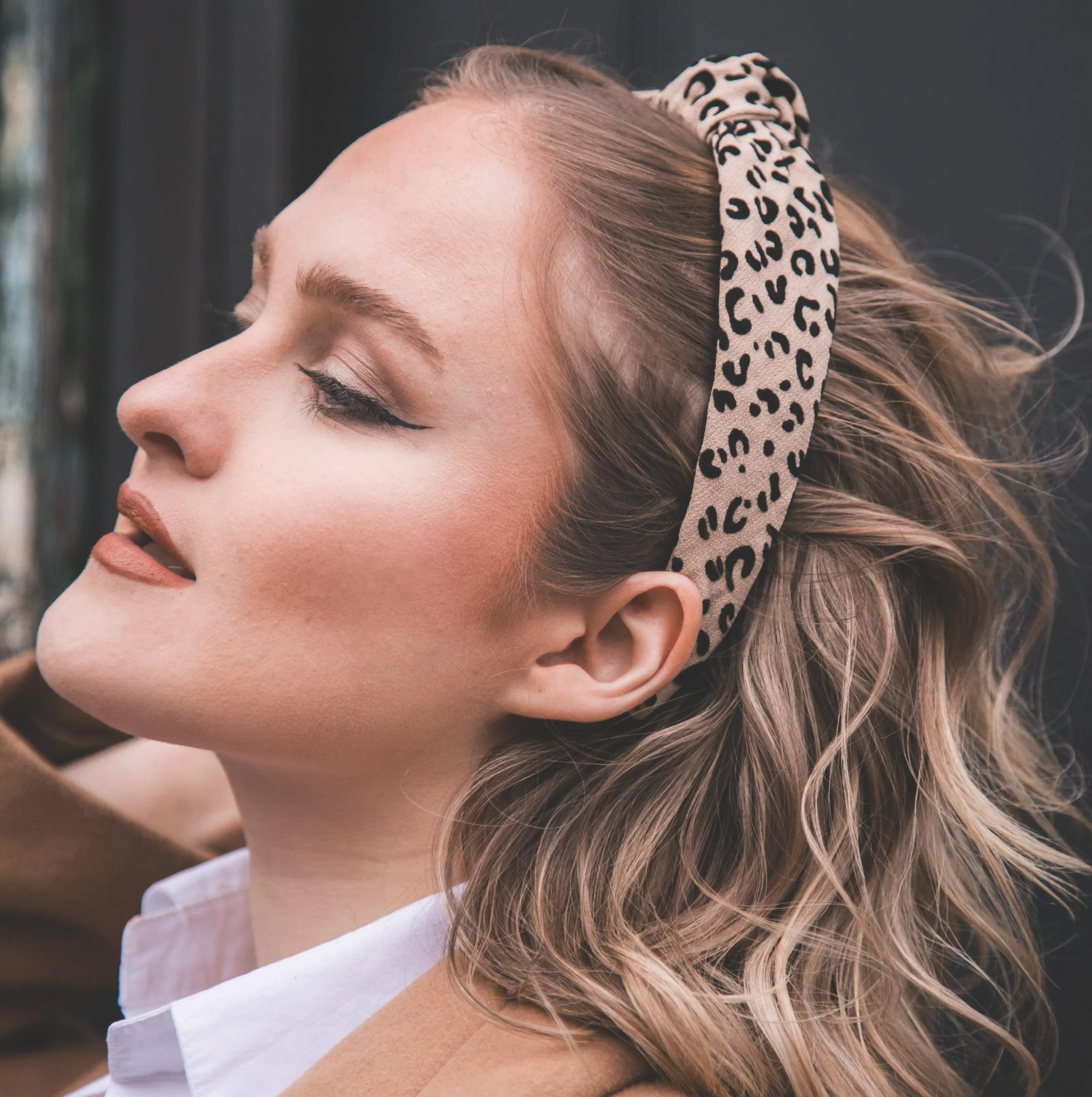 Inez Leopard Knot Headband - Natural