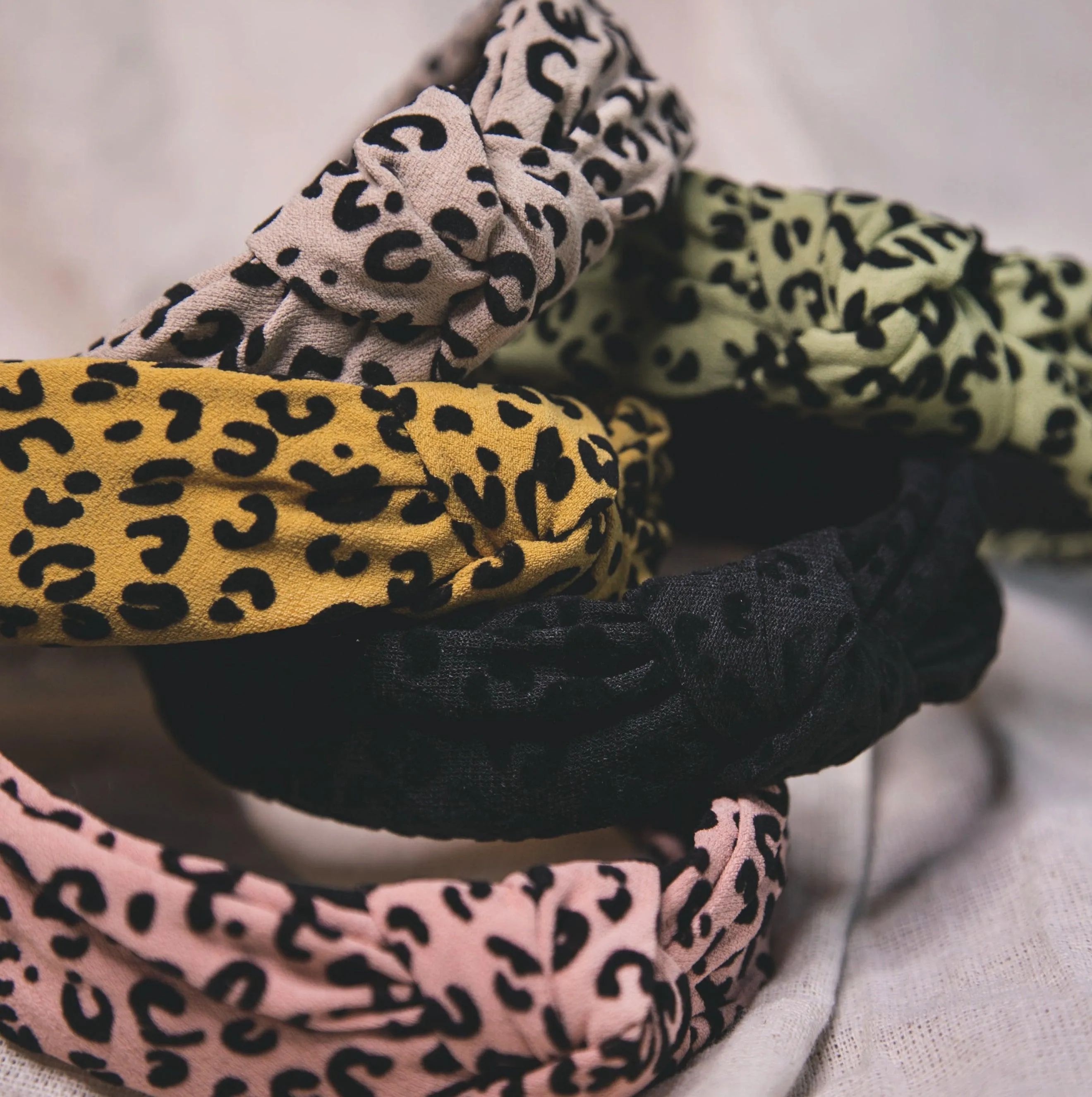Inez Leopard Knot Headband - Natural