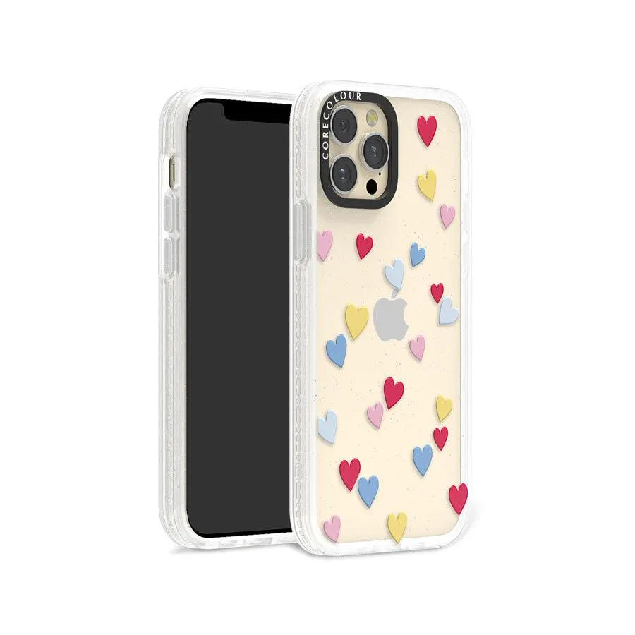 iPhone 12 Pro Flying Hearts Glitter Phone Case