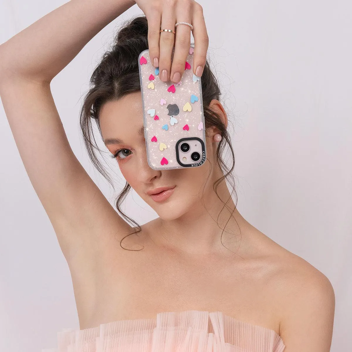 iPhone 12 Pro Flying Hearts Glitter Phone Case