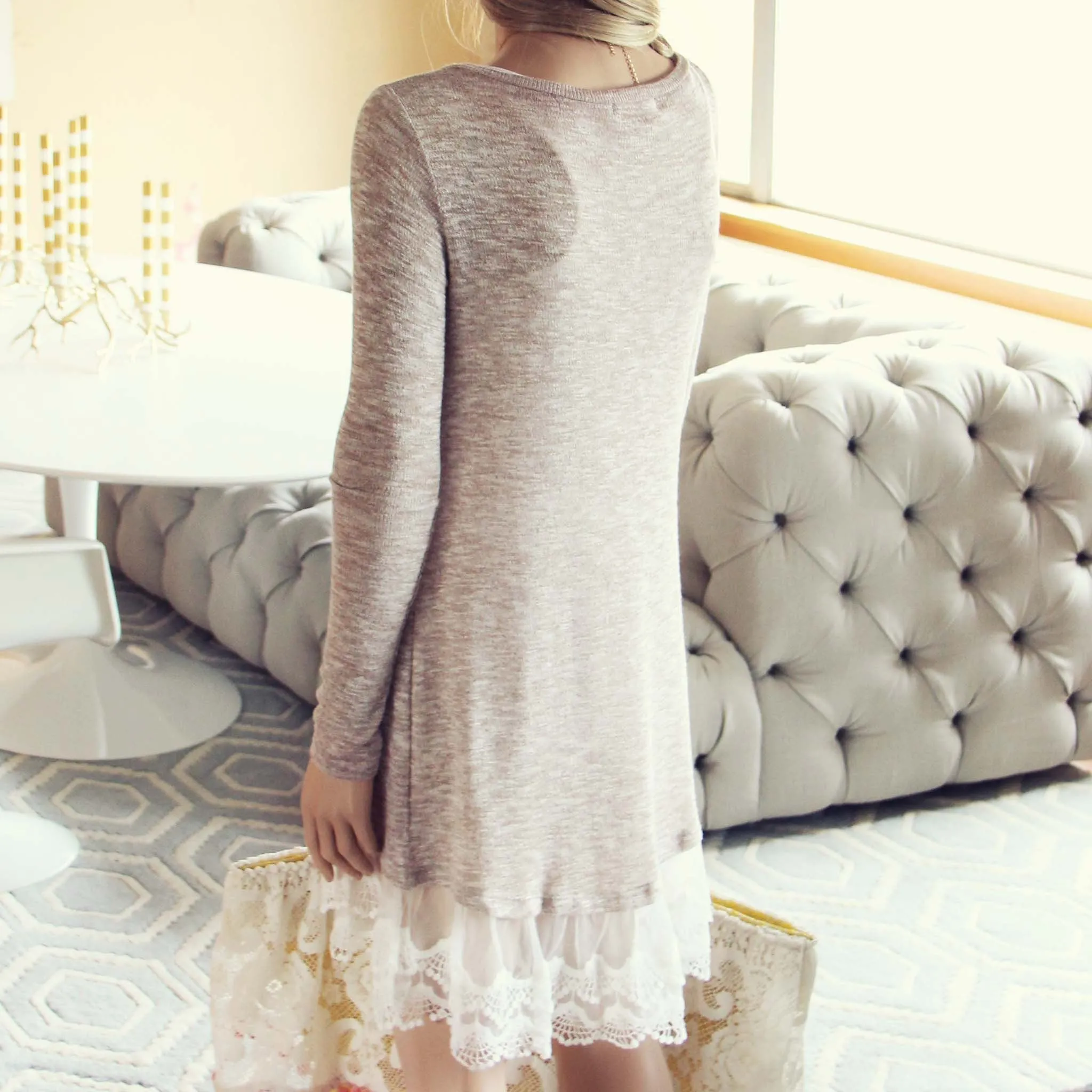 Lace Cactus Dress in Taupe