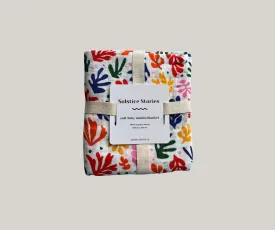 Large Organic Cotton Muslin Swaddle Blanket - Matisse Floral - Solstice Stories