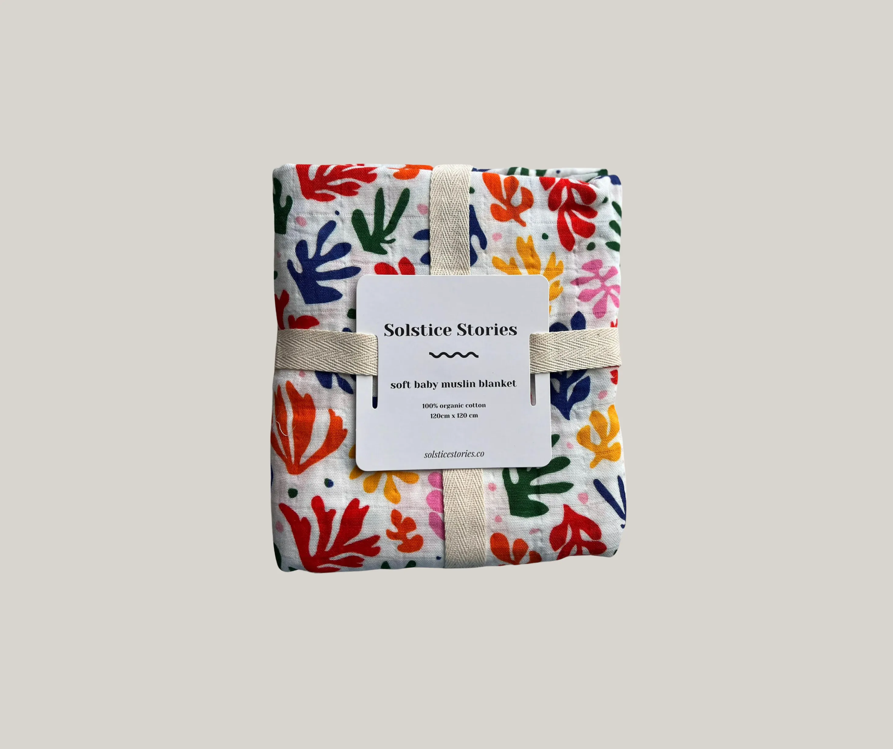 Large Organic Cotton Muslin Swaddle Blanket - Matisse Floral - Solstice Stories