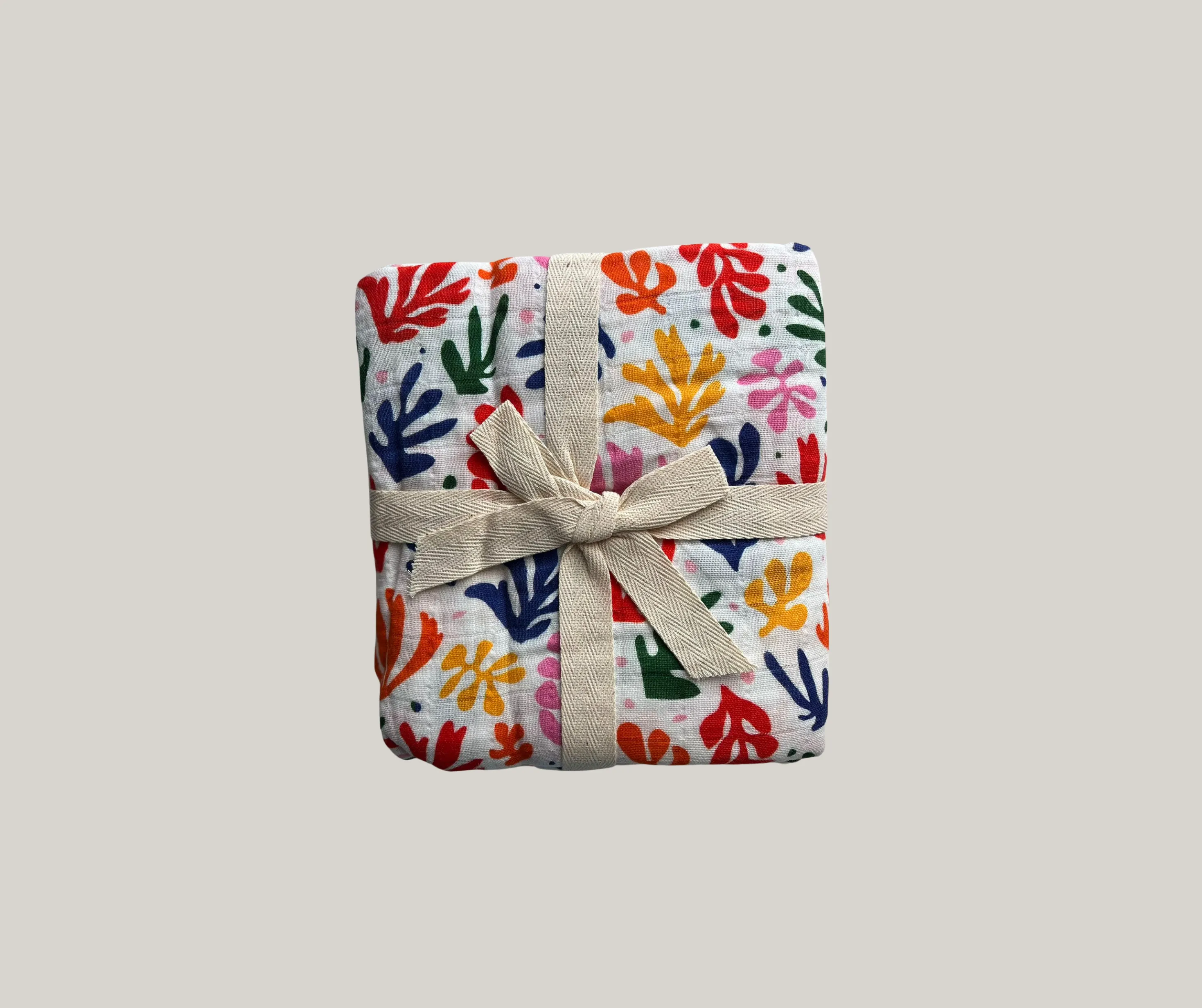 Large Organic Cotton Muslin Swaddle Blanket - Matisse Floral - Solstice Stories