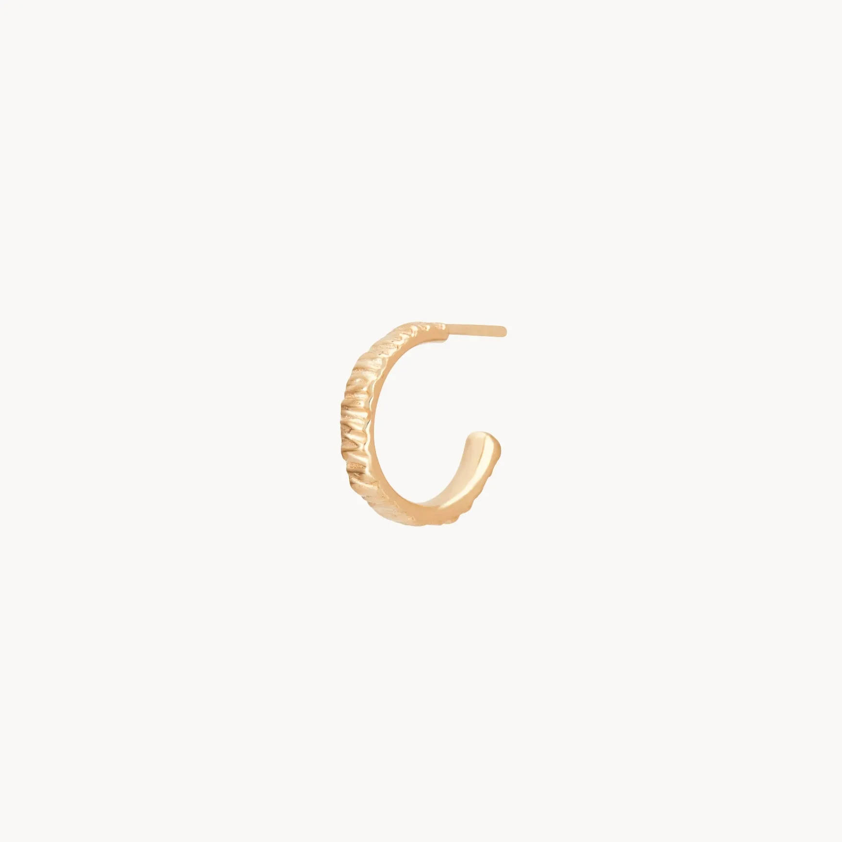 Little tree bark stability hoop - 14k yellow gold