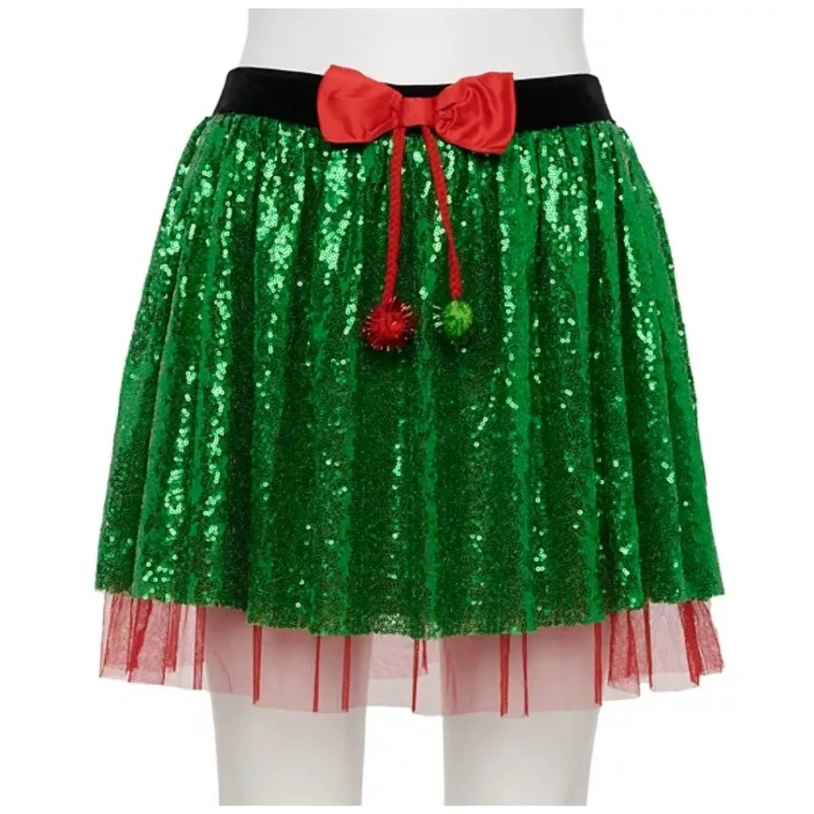 Love on a Hanger Sequined Holiday Skirt in Green