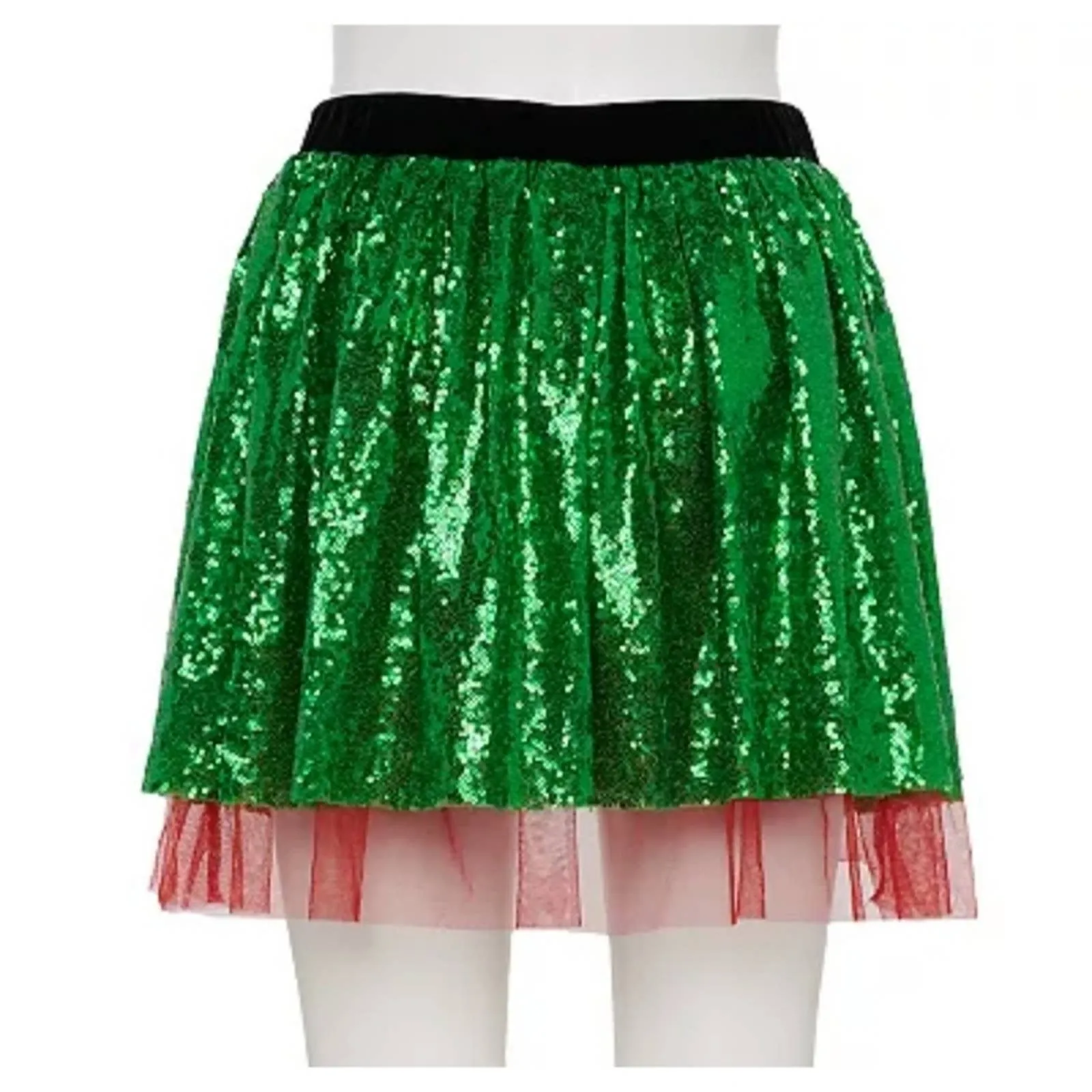 Love on a Hanger Sequined Holiday Skirt in Green