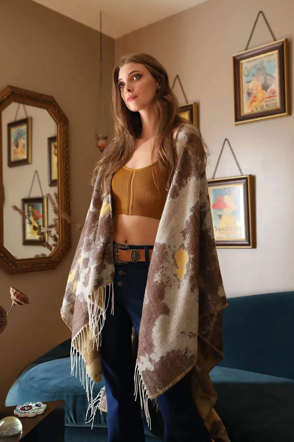 Marble Ruana Boho Wrap Cape