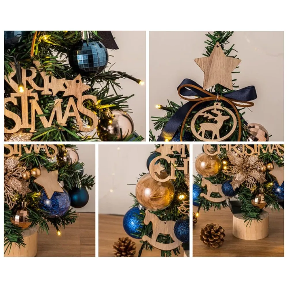 Mini Christmas Tree Shiny Blue &Gold Theme Tree and Tree Ball Ornaments for Ready Set Up, Ht 45 cm