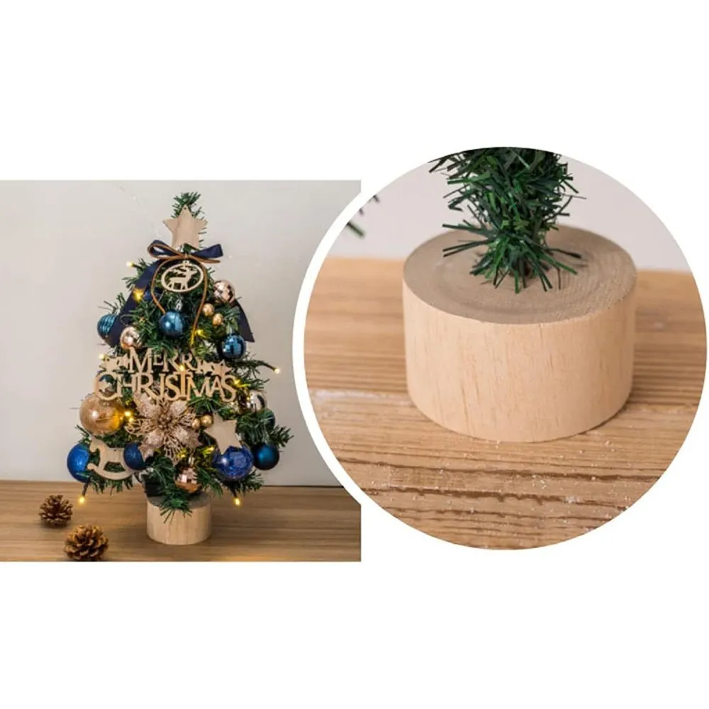 Mini Christmas Tree Shiny Blue &Gold Theme Tree and Tree Ball Ornaments for Ready Set Up, Ht 45 cm
