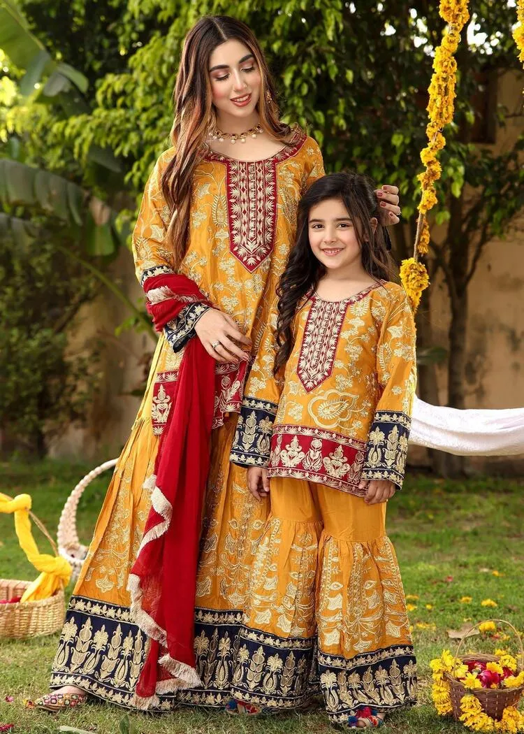 Mustard Eid Sharara Suit
