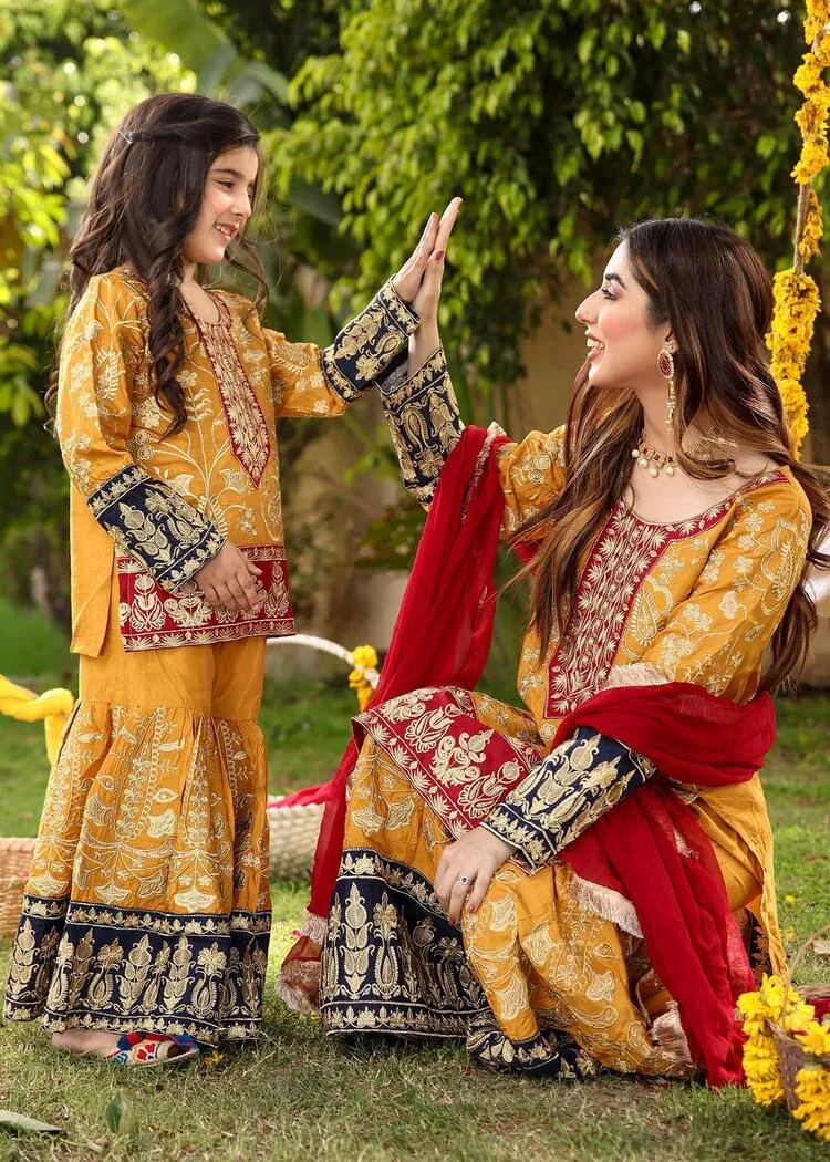 Mustard Eid Sharara Suit