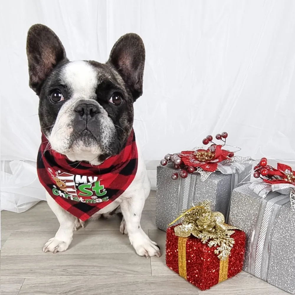 My 1st Christmas Red Plaid Bandana
