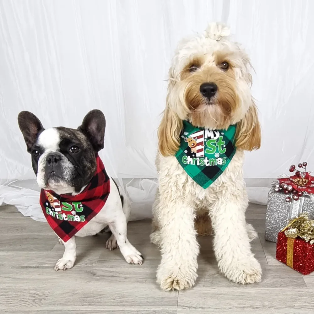 My 1st Christmas Red Plaid Bandana