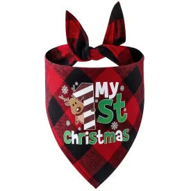 My 1st Christmas Red Plaid Bandana