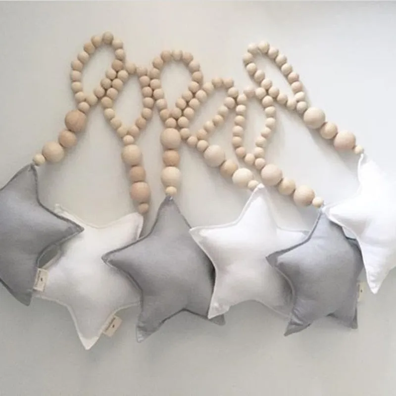 Nordic Wooden Beads Moon Star Heart Ornaments