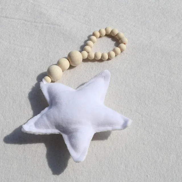 Nordic Wooden Beads Moon Star Heart Ornaments