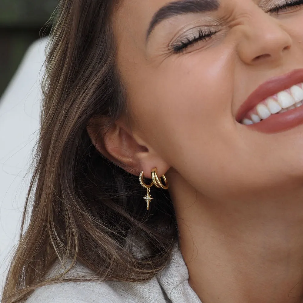 North Star Hoop Earrings Gold