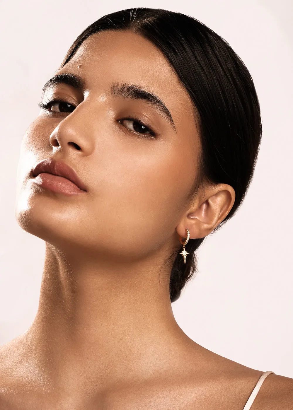 North Star Hoop Earrings Gold