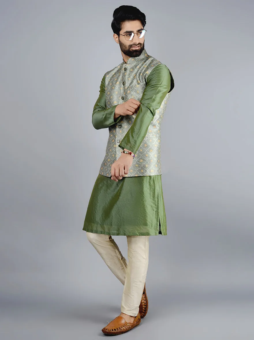 Olive Green Bandhgala Jacket | TULA