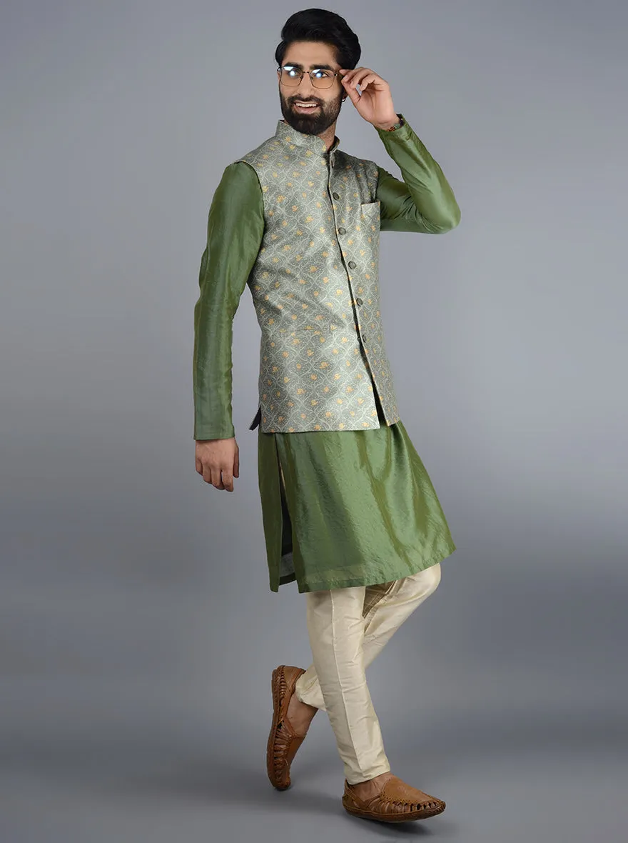 Olive Green Bandhgala Jacket | TULA