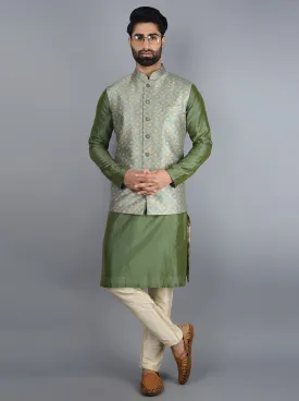 Olive Green Bandhgala Jacket | TULA