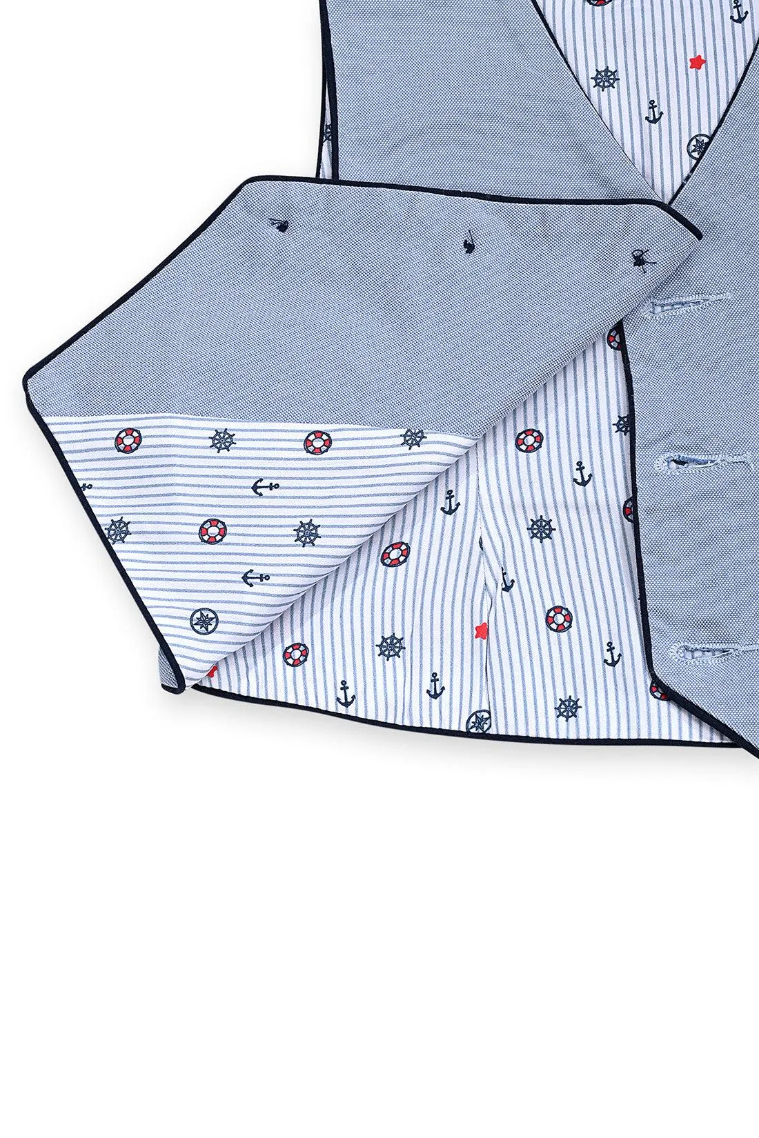 One Friday Kids Boys Blue Anchor Waistcoat