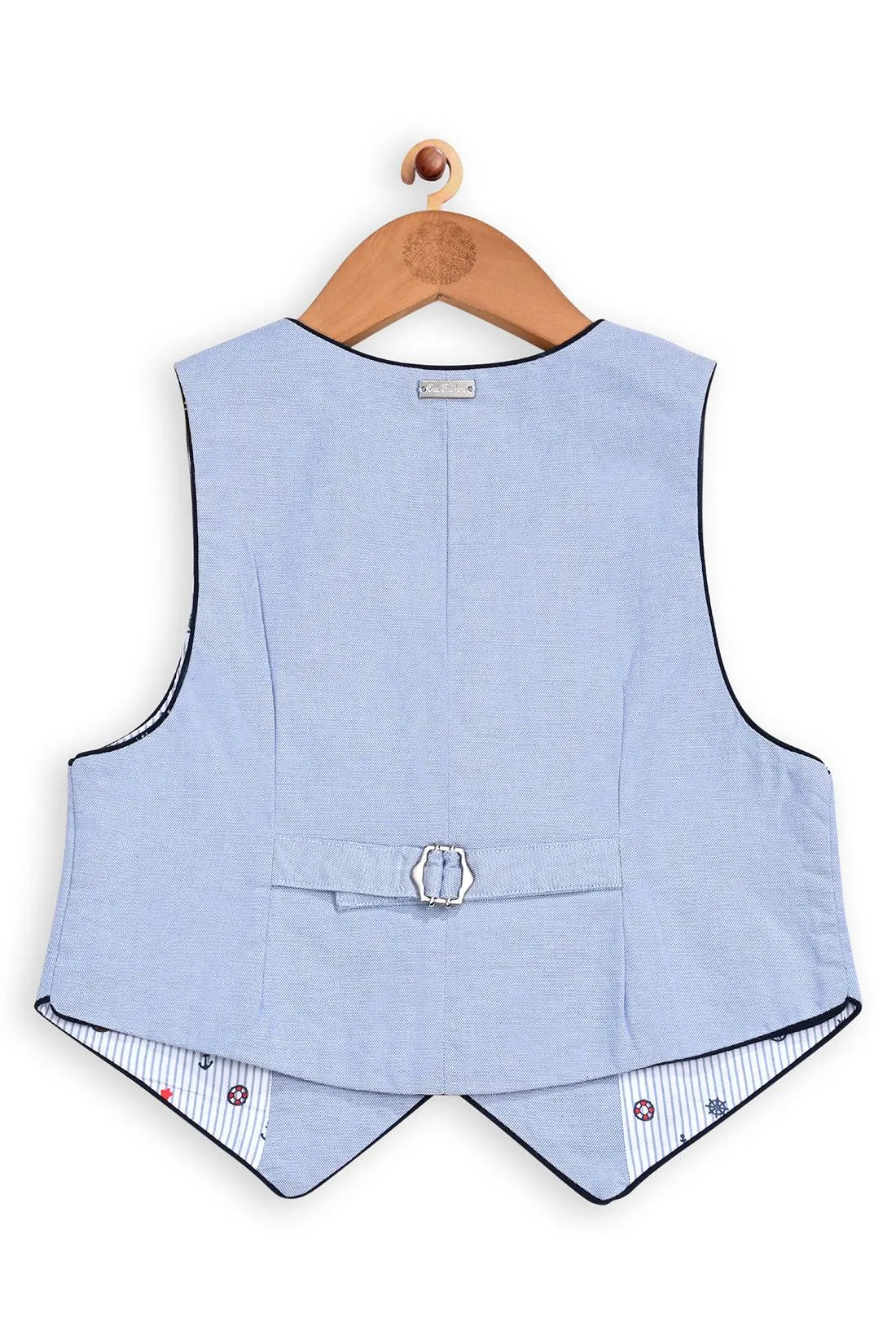 One Friday Kids Boys Blue Anchor Waistcoat