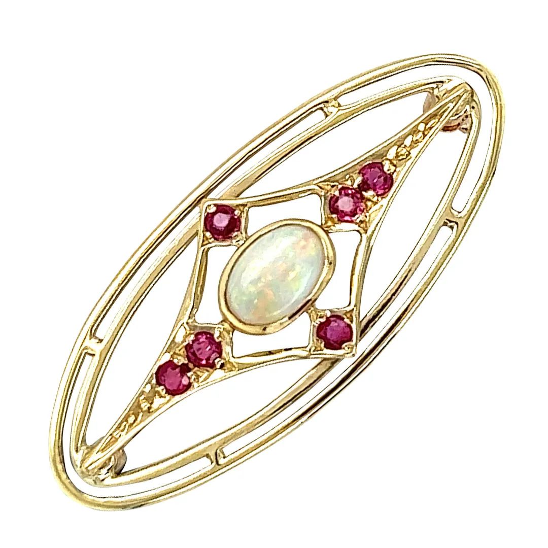 Opal & Ruby Brooch