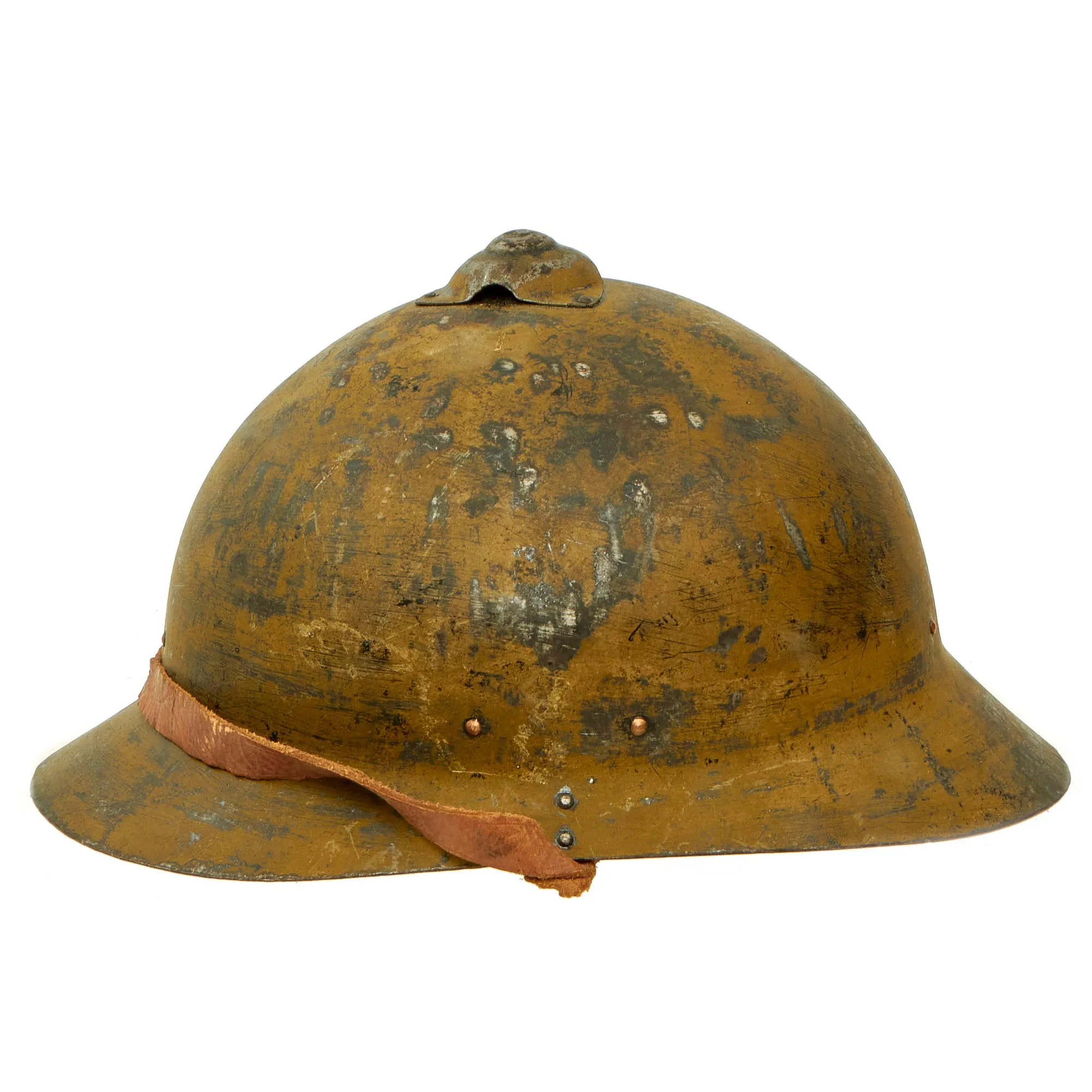 Original Soviet WWI Era M17 WWII Finnish Reissue Sohlberg Infantry Helmet with Doeskin Liner & Chinstrap