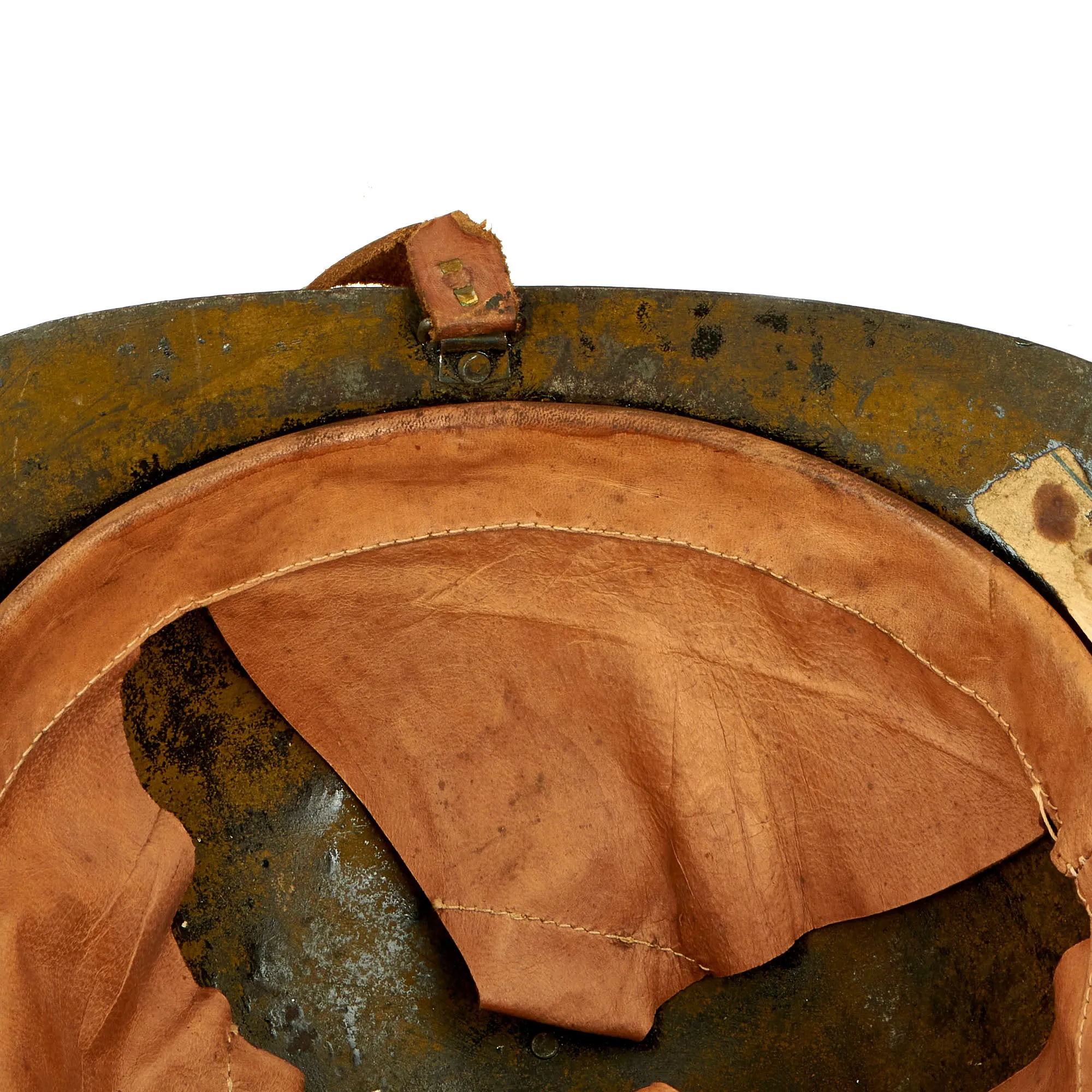 Original Soviet WWI Era M17 WWII Finnish Reissue Sohlberg Infantry Helmet with Doeskin Liner & Chinstrap