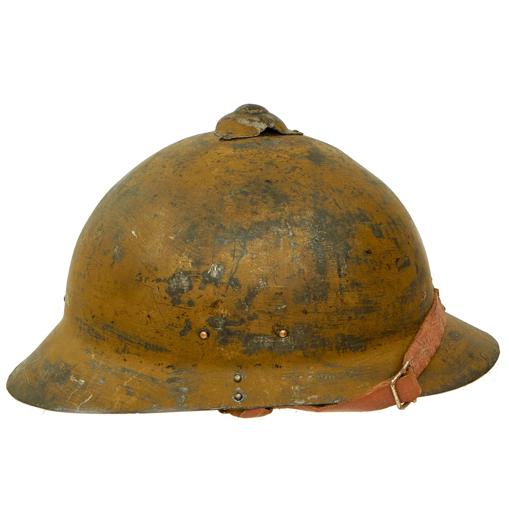 Original Soviet WWI Era M17 WWII Finnish Reissue Sohlberg Infantry Helmet with Doeskin Liner & Chinstrap