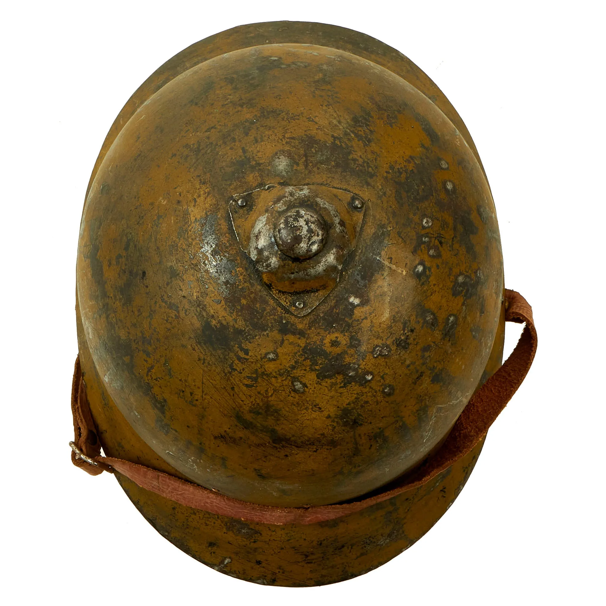 Original Soviet WWI Era M17 WWII Finnish Reissue Sohlberg Infantry Helmet with Doeskin Liner & Chinstrap