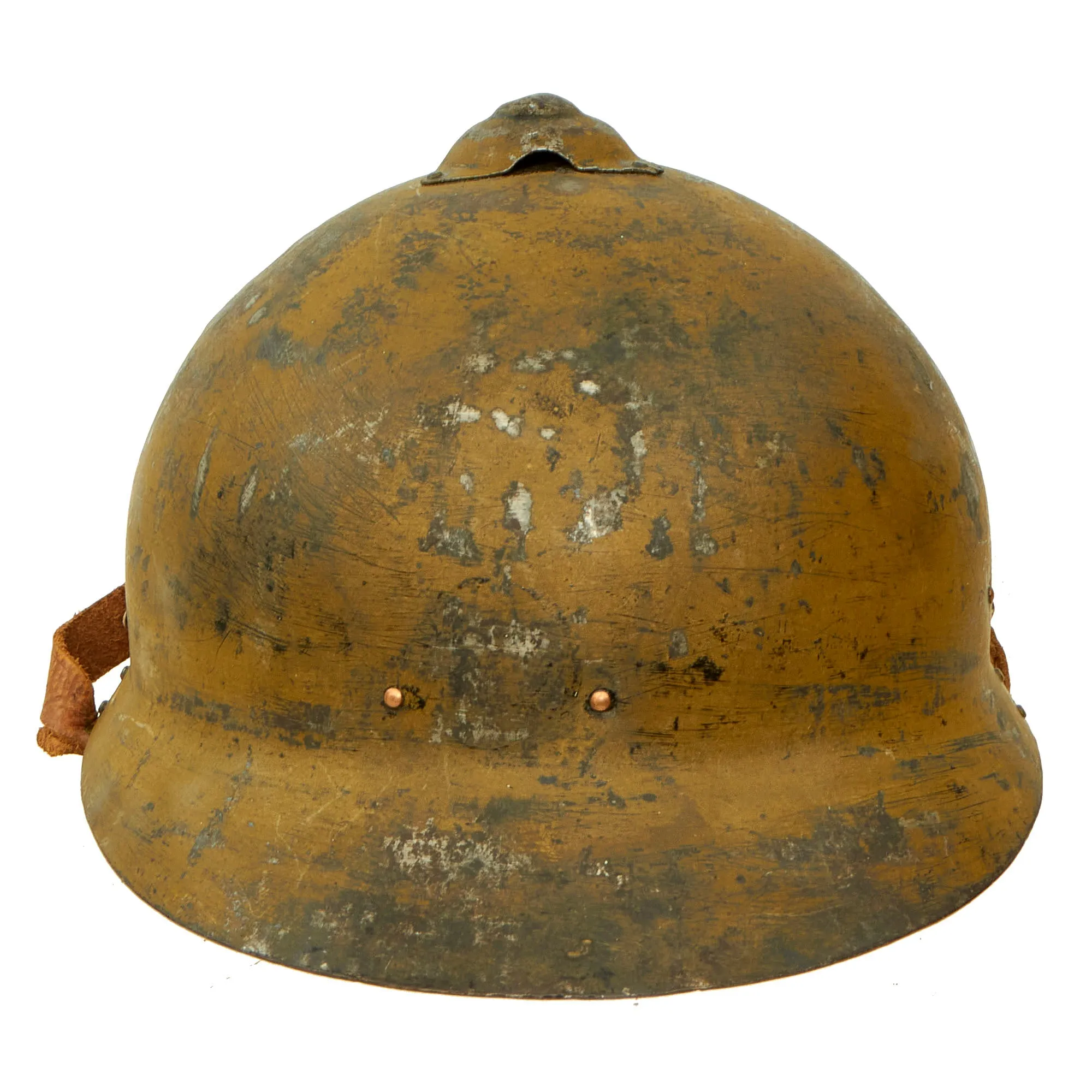 Original Soviet WWI Era M17 WWII Finnish Reissue Sohlberg Infantry Helmet with Doeskin Liner & Chinstrap
