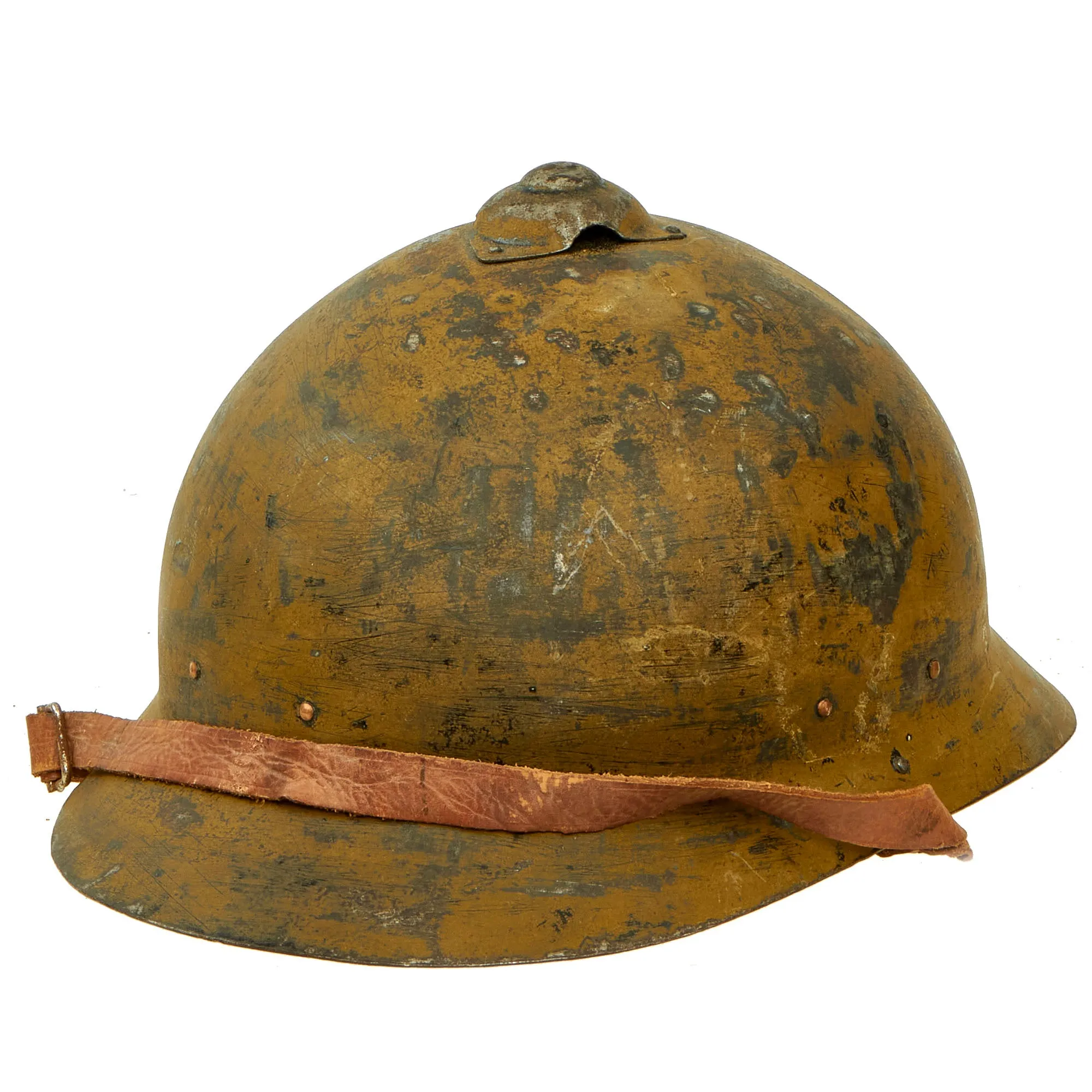 Original Soviet WWI Era M17 WWII Finnish Reissue Sohlberg Infantry Helmet with Doeskin Liner & Chinstrap