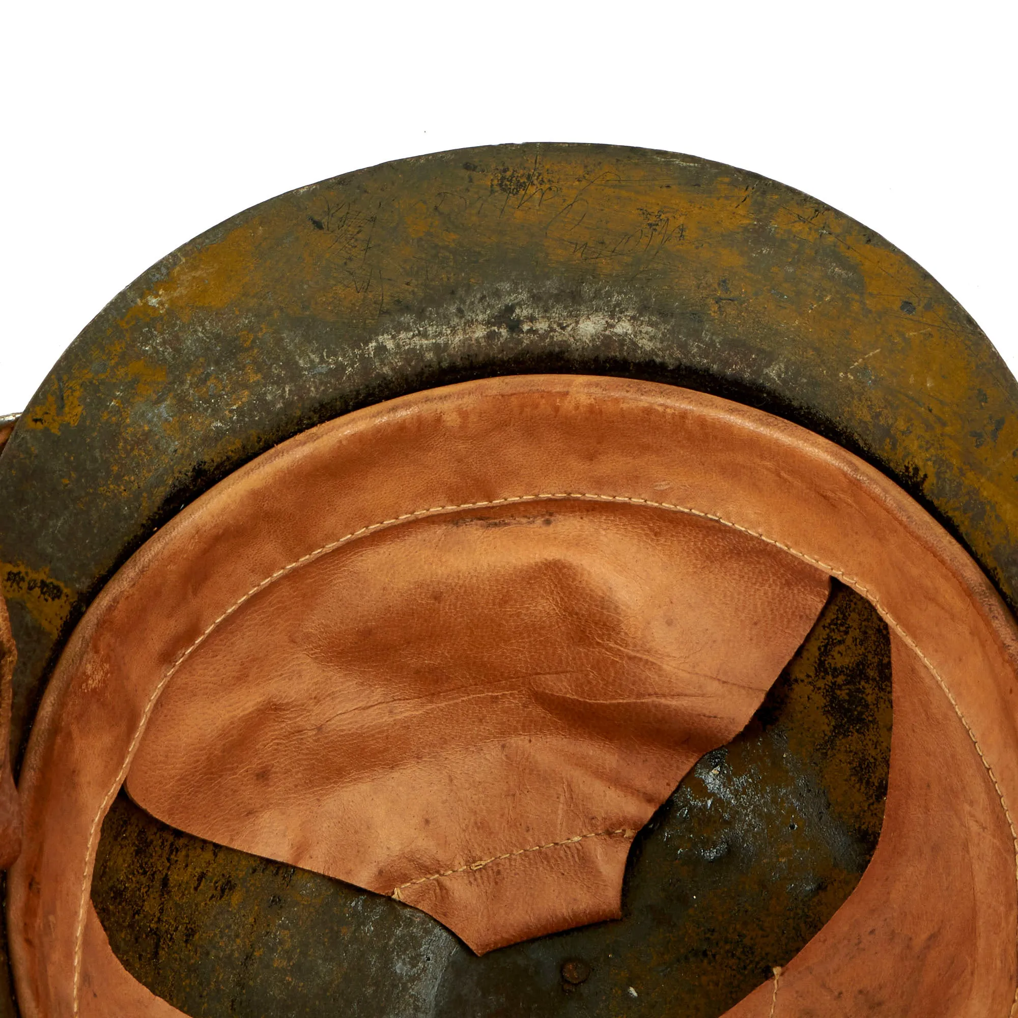 Original Soviet WWI Era M17 WWII Finnish Reissue Sohlberg Infantry Helmet with Doeskin Liner & Chinstrap