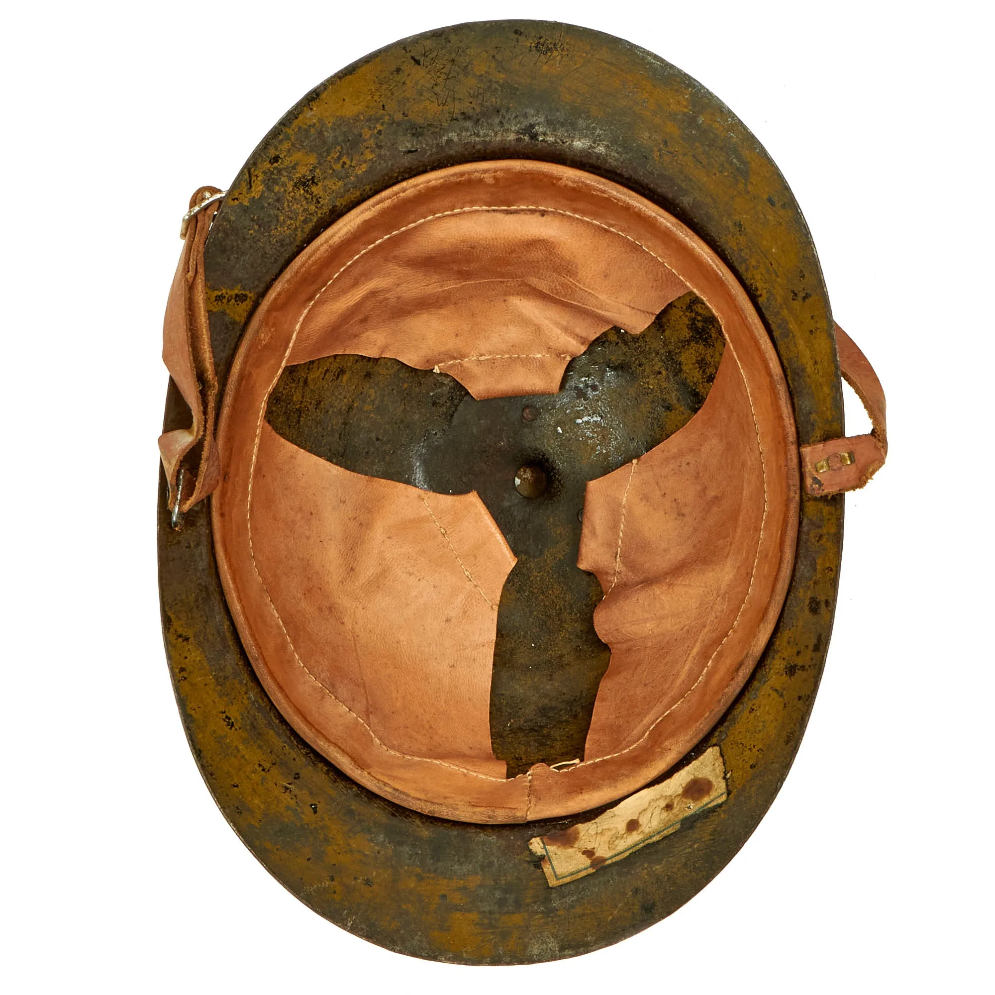 Original Soviet WWI Era M17 WWII Finnish Reissue Sohlberg Infantry Helmet with Doeskin Liner & Chinstrap
