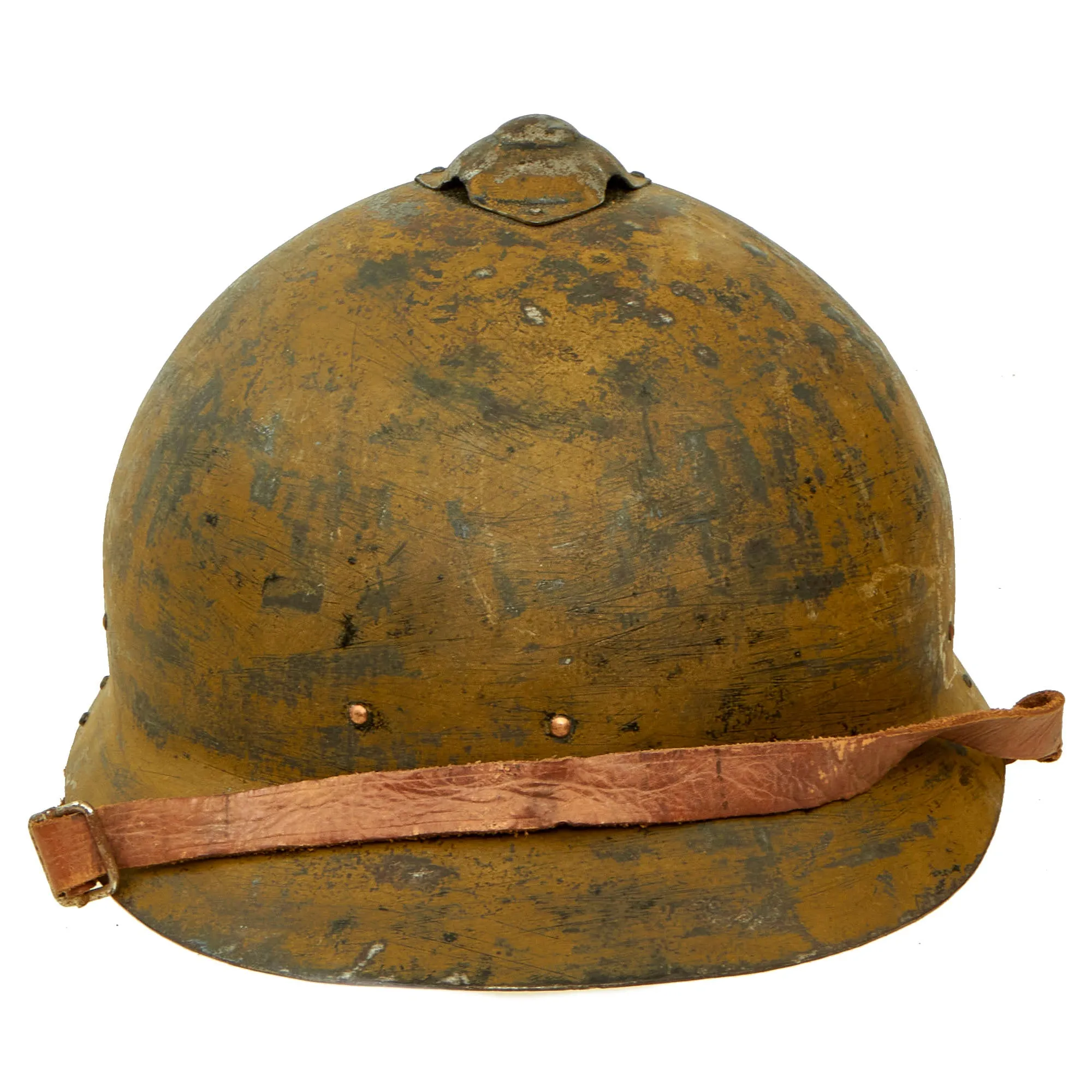 Original Soviet WWI Era M17 WWII Finnish Reissue Sohlberg Infantry Helmet with Doeskin Liner & Chinstrap