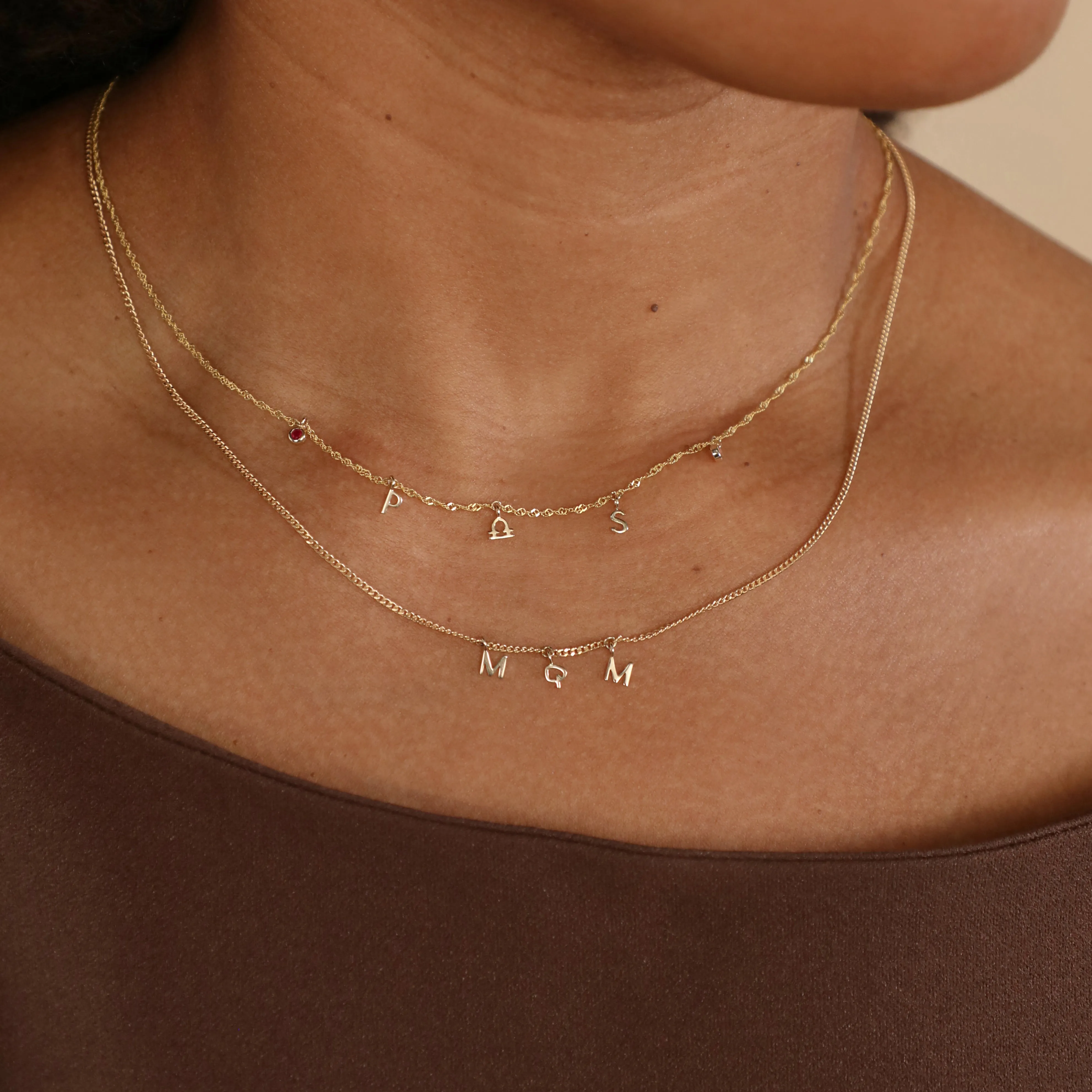 P Initial Charm 9k Gold