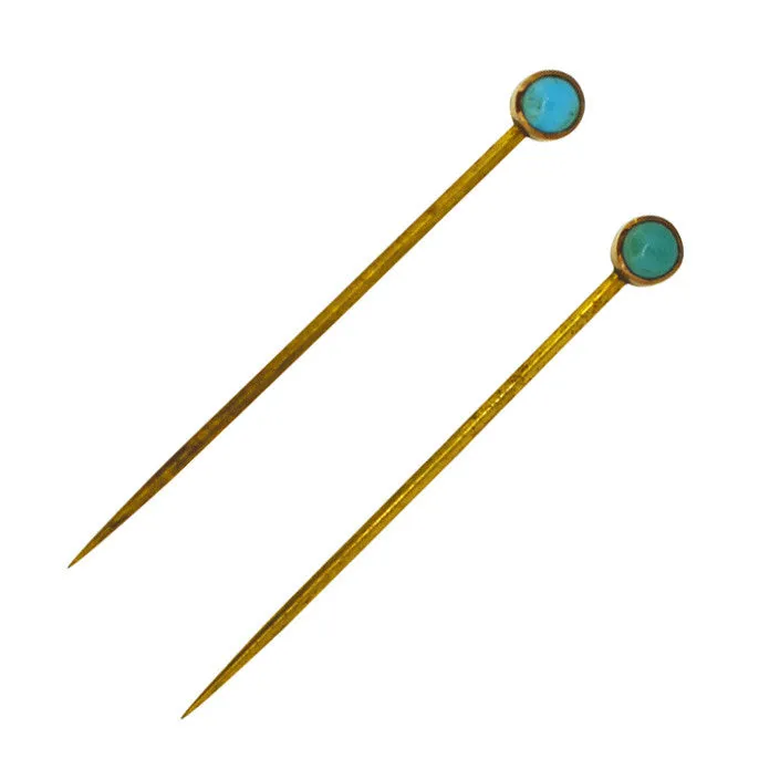 Pair ofTurquoise Tie Pins