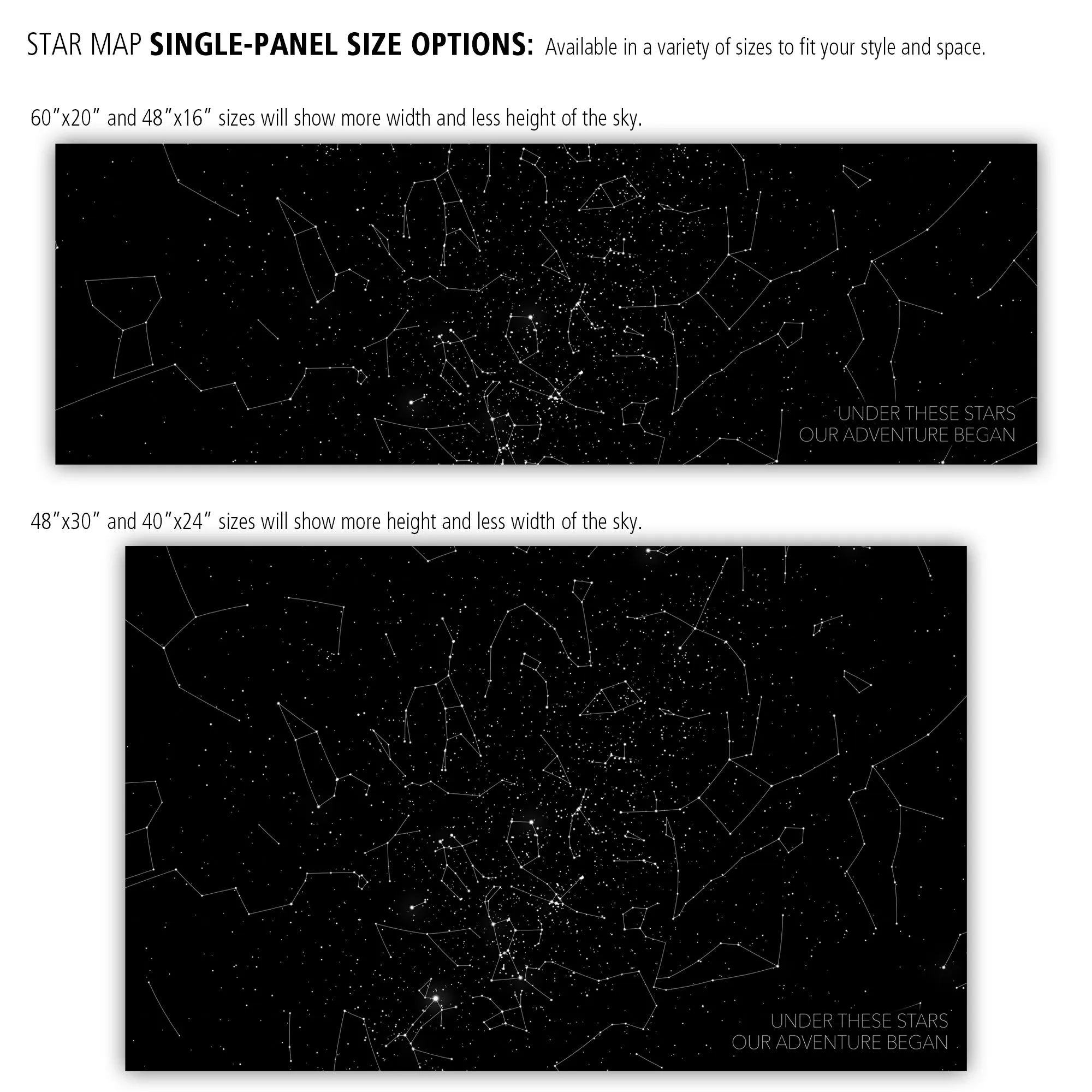 Panoramic Personalized Star Map Canvas Wall Art