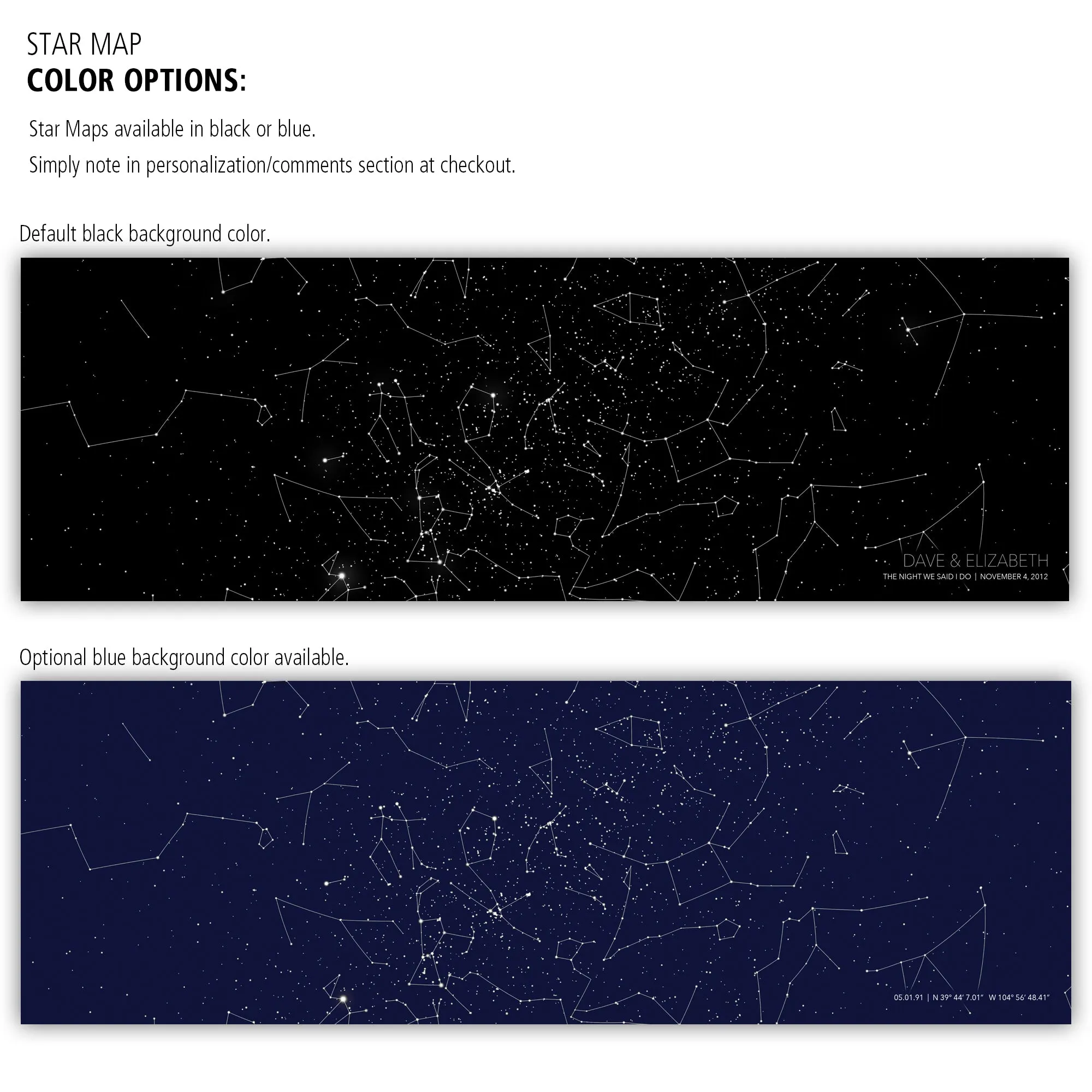 Panoramic Personalized Star Map Canvas Wall Art