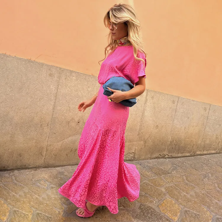 Pink Jacquard Erin Dress