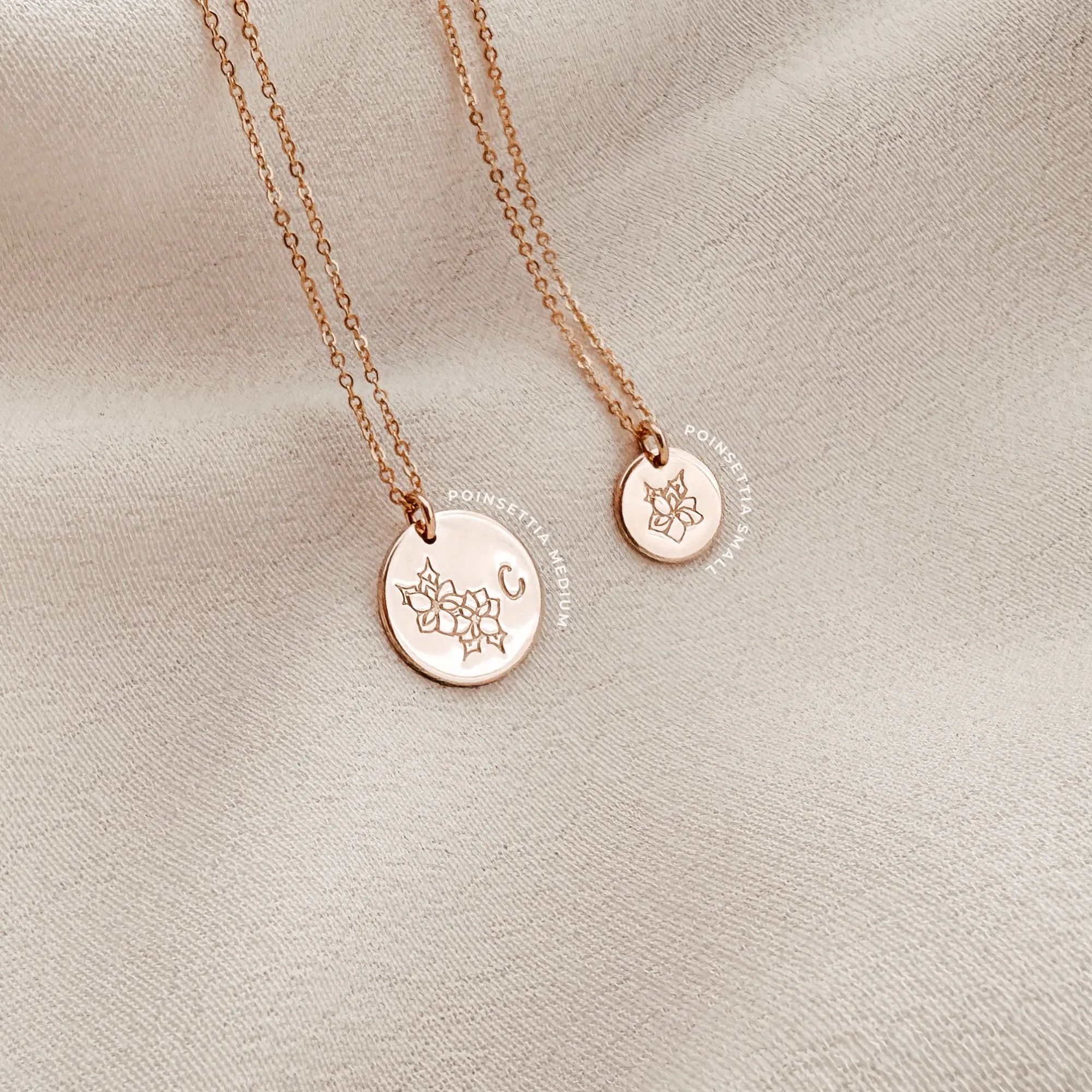 Poinsettia • Success • December Birth Flower • Choose Pendant Size